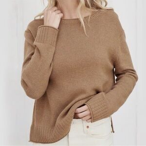 Jenni Kayne Everyday Sweater Wool Blend Knit Dark Camel Tan Medium
